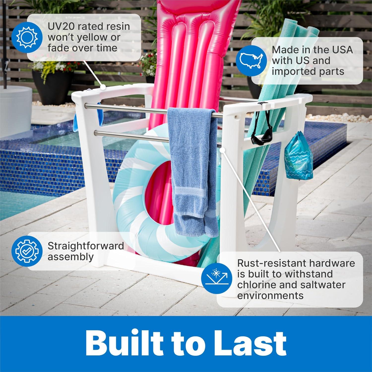 image:imageStep2 Vero Poolside Organizer OutdoorIndoor Waterproof Patio Furniture Pool amp Toy Storage Made of Durable Plastic White