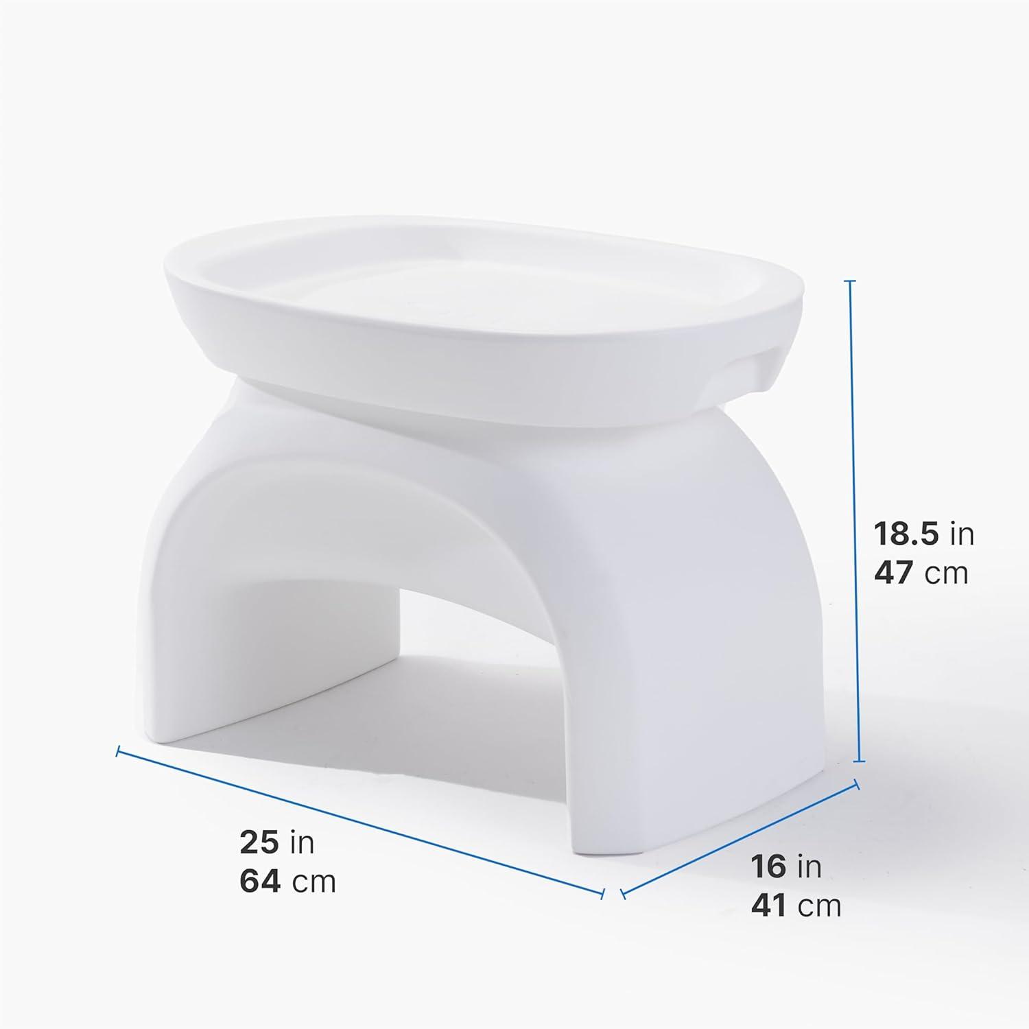 image:imageStep2 Vero Side Table with Serving Tray OutdoorIndoor Waterproof Patio Furniture Use in Pools Up to 9 Water or Poolside Ledge Made of Durable Plastic Integrated Weight System White