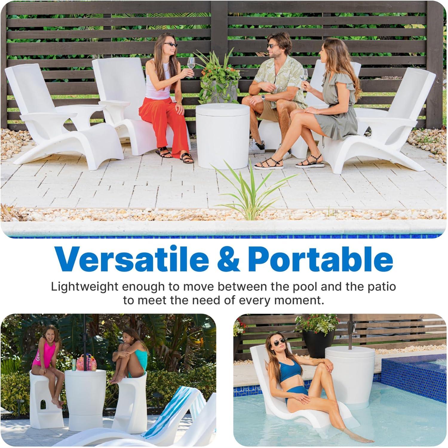 image:imageStep2 Vero inPool Shade Table Portable Pool amp Patio Furniture Doubles as Cooler Add Umbrella for Shade Waterproof White