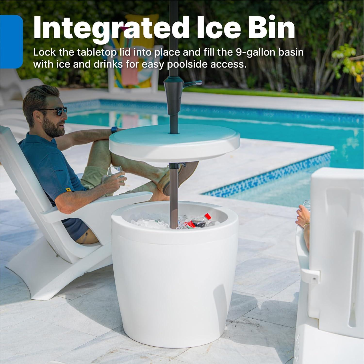 image:imageStep2 Vero inPool Shade Table Portable Pool amp Patio Furniture Doubles as Cooler Add Umbrella for Shade Waterproof White