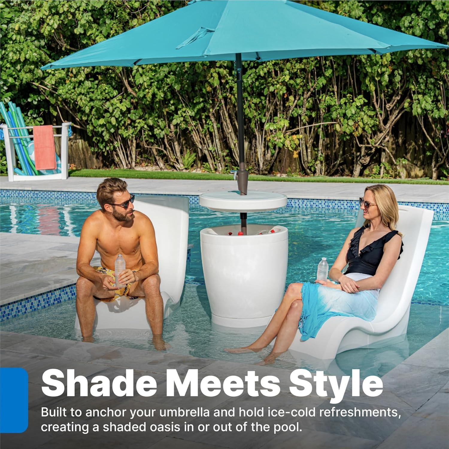 image:imageStep2 Vero inPool Shade Table Portable Pool amp Patio Furniture Doubles as Cooler Add Umbrella for Shade Waterproof White