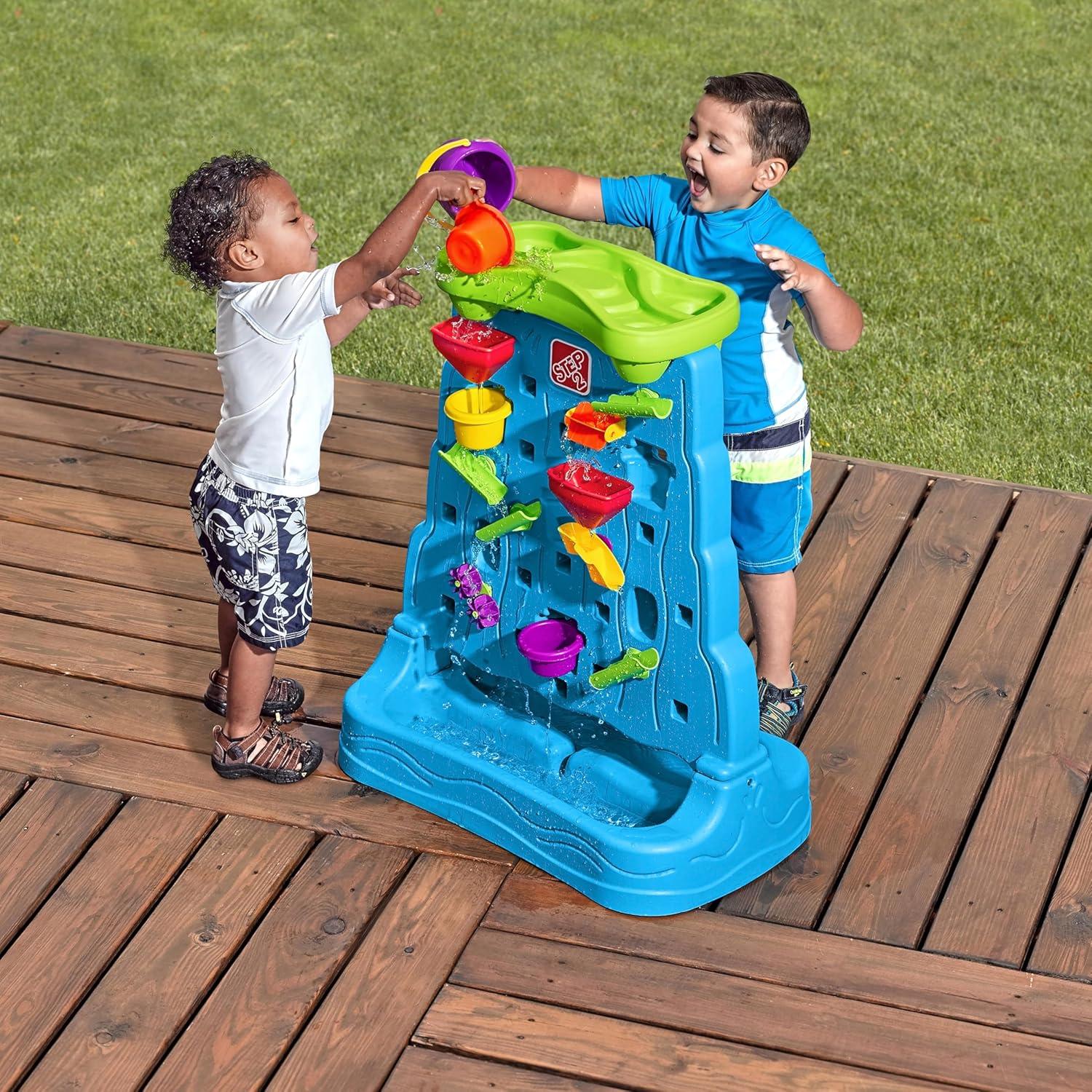 image:imageStep2 Waterfall Discovery Wall Kids DoubleSided Water and Sand Activity Sensory Table Summer Outdoor Toys 13 Piece Toy Accessories For Toddlers 15 Years Old