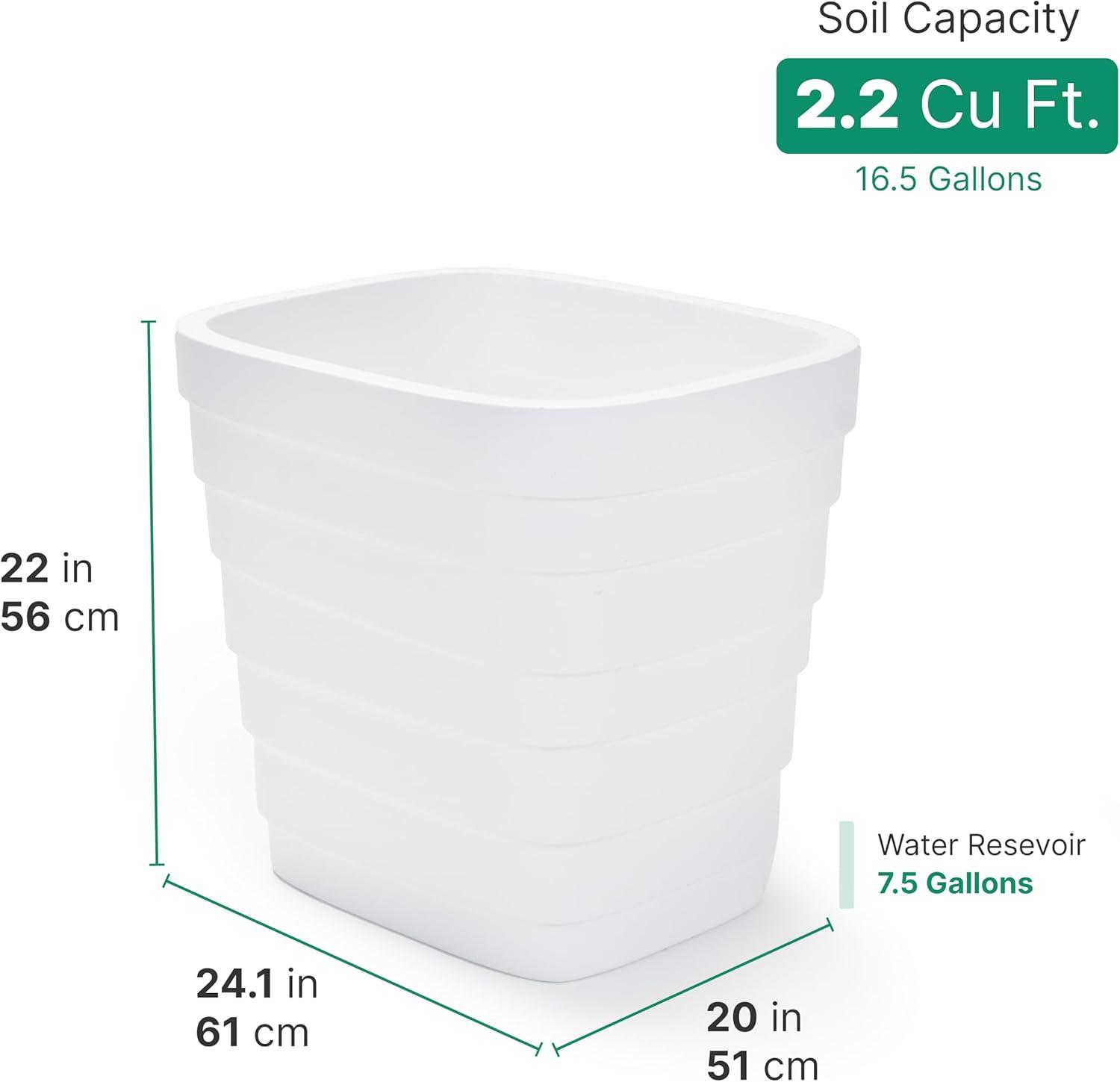 image:imageStep2 Wave 20x24 Planter Large Planters for Outdoor Plants Gardening and Flower Pot for Patio or Porch Efficient Drainage Durable Plastic White 2PackWhite