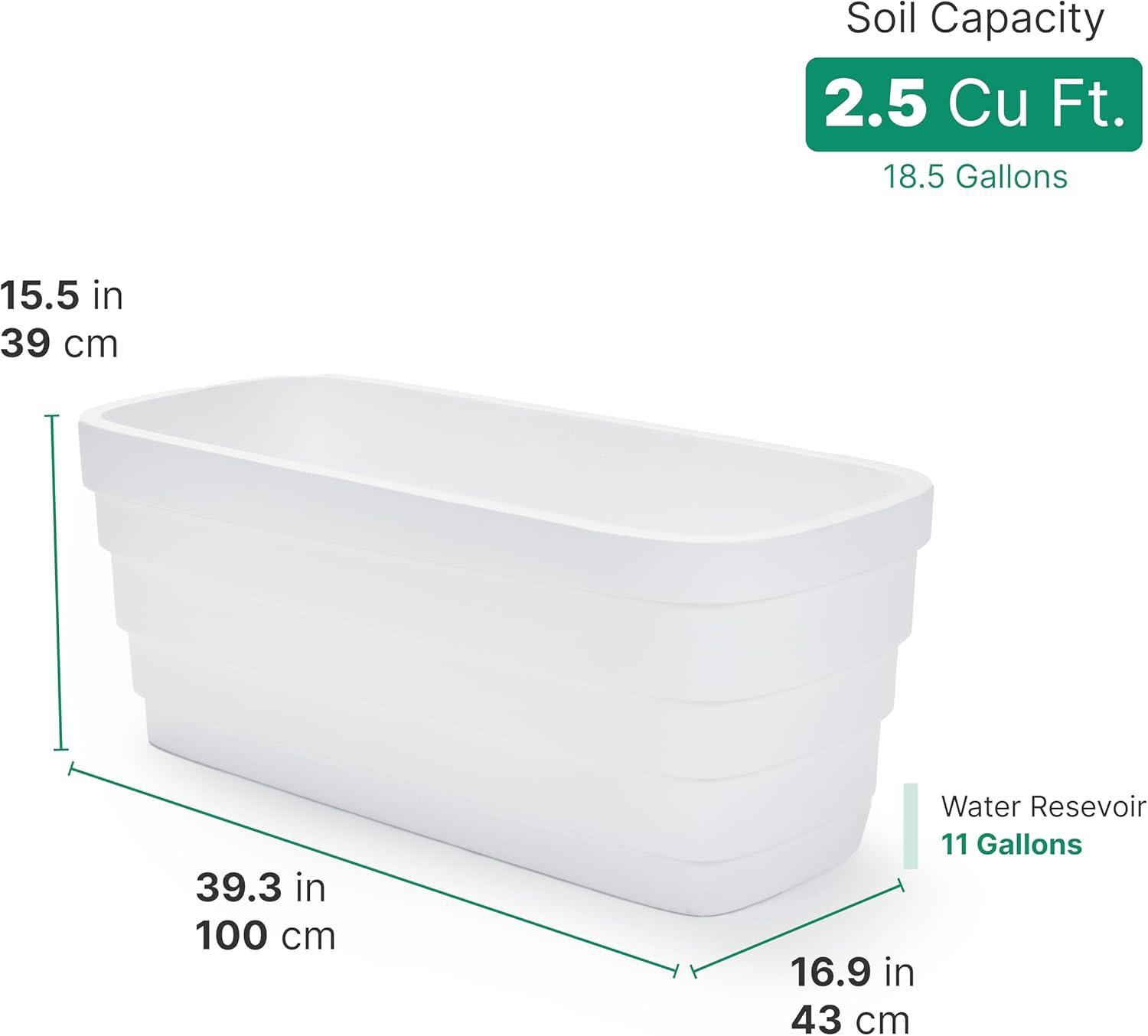 image:imageStep2 Wave Trough Planter Large Planters for Outdoor Plants Gardening and Flower Pot for Patio or Porch Efficient Drainage Durable Plastic White 2PackWhite
