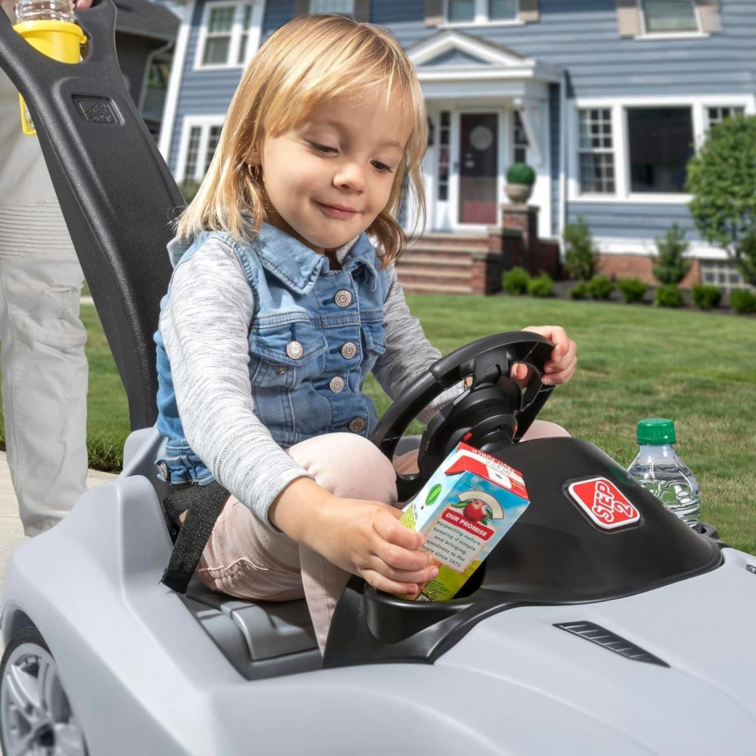image:imageStep2 Whisper Ride Cruiser Kids Push Car Ride On Toy Stroller Substitute Includes Seat Belt amp Horn Made of Durable Plastic Max Weight 50 lbs For Toddlers 154 Years Old PinkGray