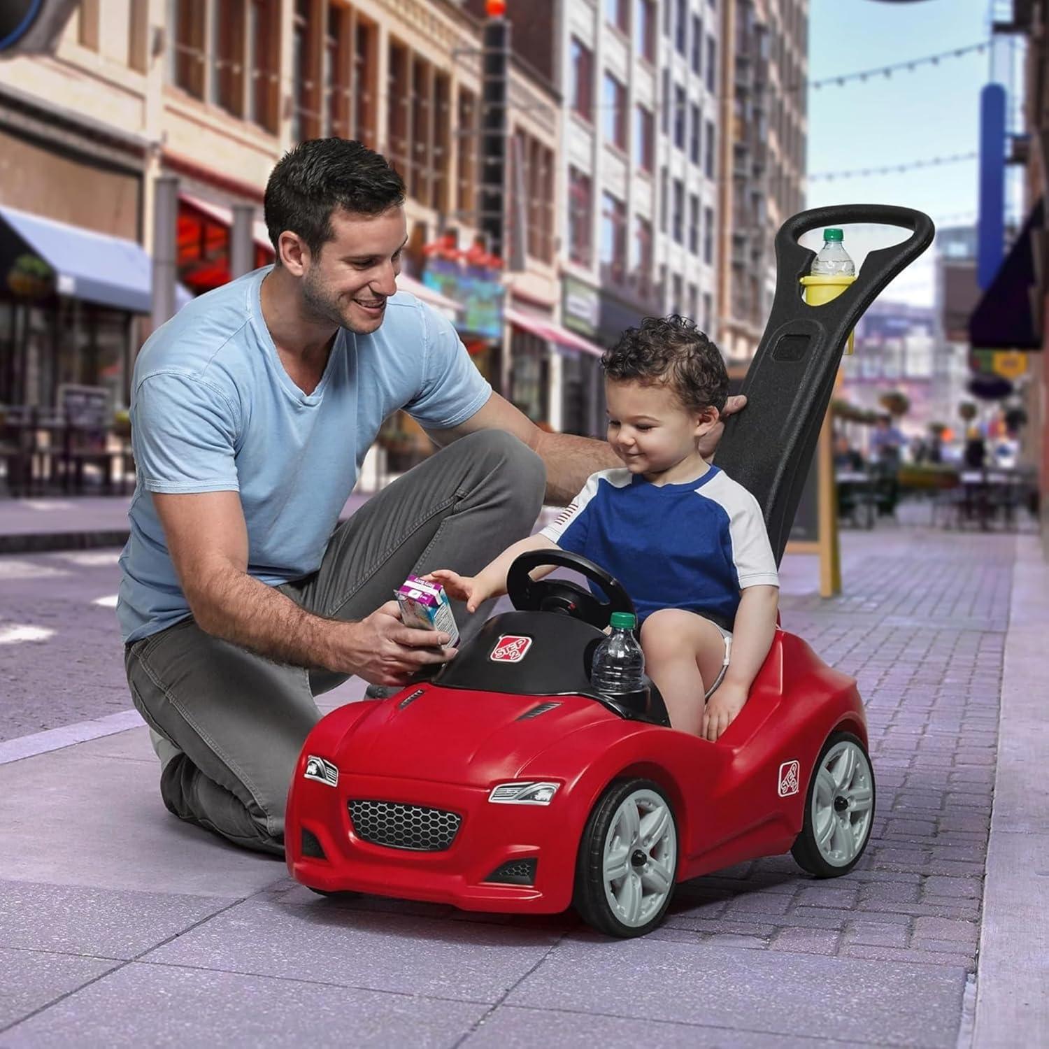 image:imageStep2 Whisper Ride Cruiser Kids Push Car Ride On Toy Stroller Substitute Includes Seat Belt amp Horn Made of Durable Plastic Max Weight 50 lbs For Toddlers 154 Years Old PinkRed