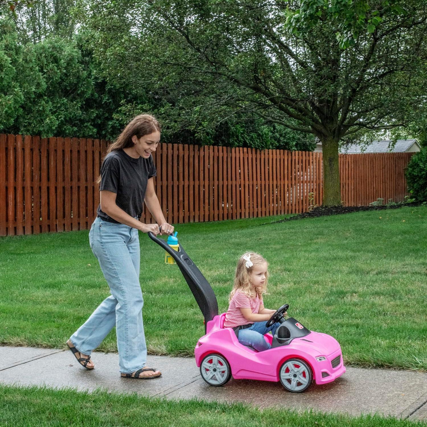 image:imageStep2 Whisper Ride Cruiser Kids Push Car Ride On Toy Stroller Substitute Includes Seat Belt amp Horn Made of Durable Plastic Max Weight 50 lbs For Toddlers 154 Years Old PinkPink