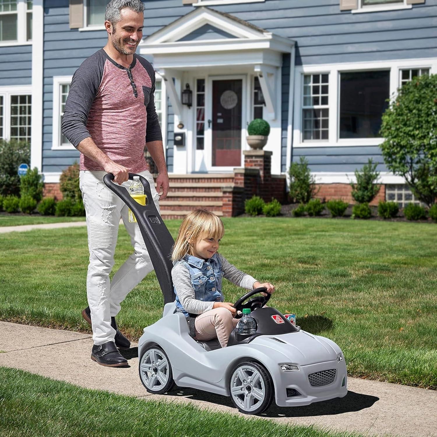 image:imageStep2 Whisper Ride Cruiser Kids Push Car Ride On Toy Stroller Substitute Includes Seat Belt amp Horn Made of Durable Plastic Max Weight 50 lbs For Toddlers 154 Years Old PinkGray