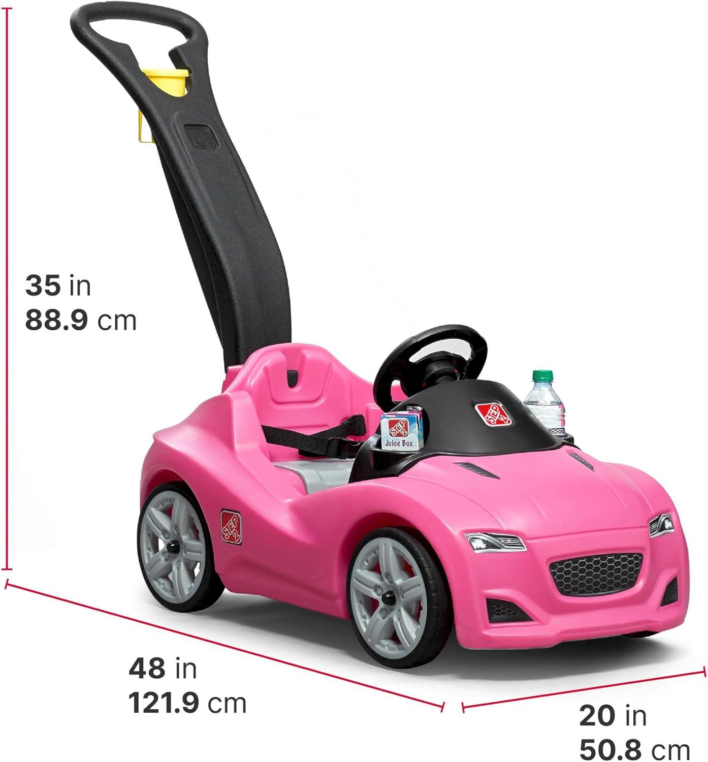 image:imageStep2 Whisper Ride Cruiser Kids Push Car Ride On Toy Stroller Substitute Includes Seat Belt amp Horn Made of Durable Plastic Max Weight 50 lbs For Toddlers 154 Years Old PinkPink