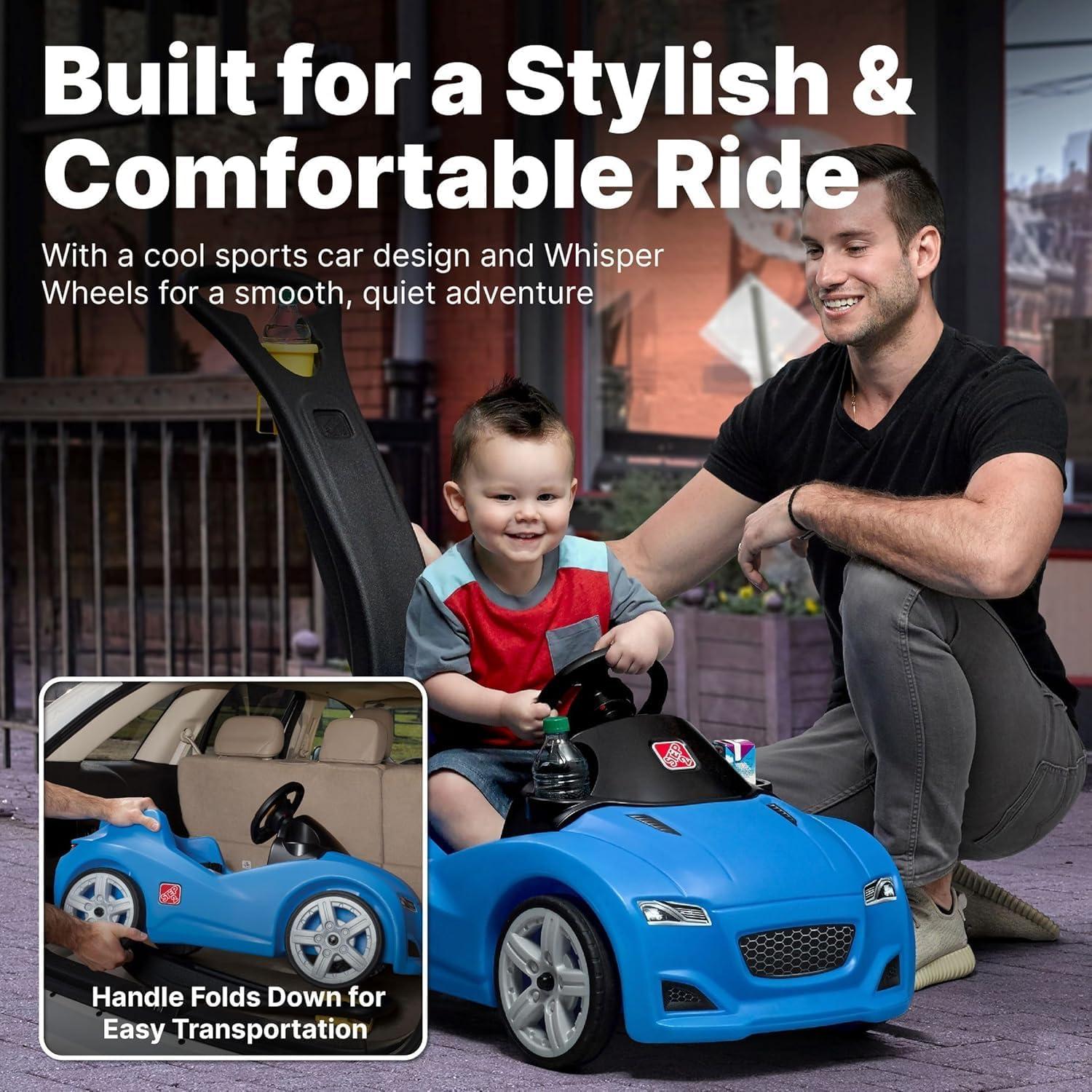 image:imageStep2 Whisper Ride Cruiser Kids Push Car Ride On Toy Stroller Substitute Includes Seat Belt amp Horn Made of Durable Plastic Max Weight 50 lbs For Toddlers 154 Years Old PinkBlue