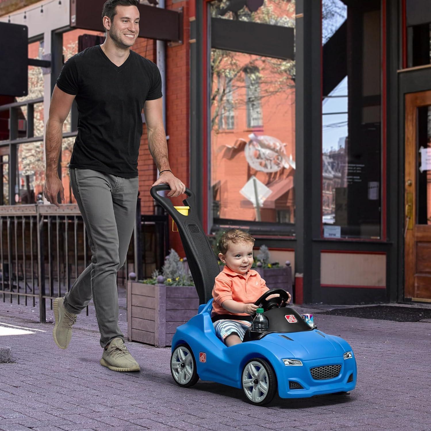 image:imageStep2 Whisper Ride Cruiser Kids Push Car Ride On Toy Stroller Substitute Includes Seat Belt amp Horn Made of Durable Plastic Max Weight 50 lbs For Toddlers 154 Years Old PinkBlue