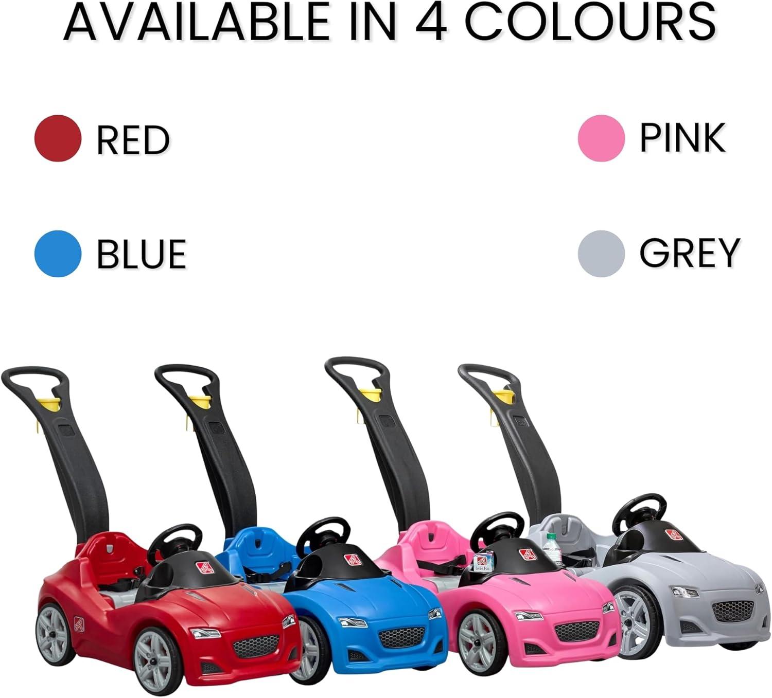 image:imageStep2 Whisper Ride Cruiser Kids Push Car Ride On Toy Stroller Substitute Includes Seat Belt amp Horn Made of Durable Plastic Max Weight 50 lbs For Toddlers 154 Years Old PinkGray