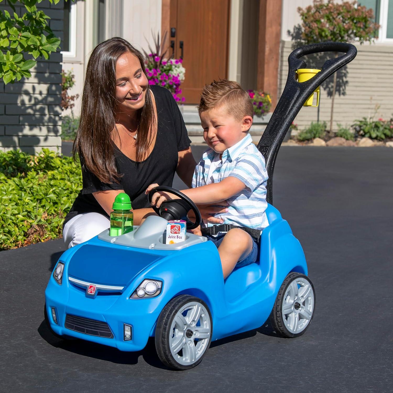 image:imageStep2 Whisper Ride II Kids Push Car RideOn Car with Seat Belt and Horn Toddlers and Preschoolers Ages 18 Months4 Years Max Weight 50 lbs Quick Fold Handle Stroller Alternative BlueBlue