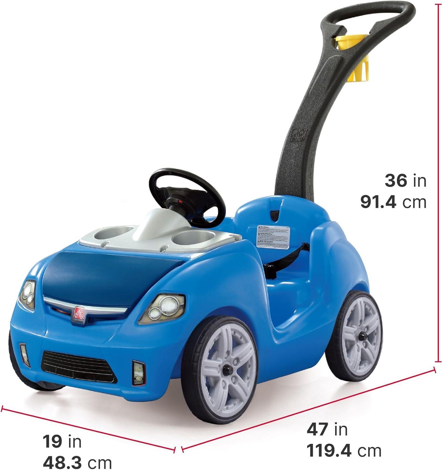 image:imageStep2 Whisper Ride II Kids Push Car RideOn Car with Seat Belt and Horn Toddlers and Preschoolers Ages 18 Months4 Years Max Weight 50 lbs Quick Fold Handle Stroller Alternative BlueBlue