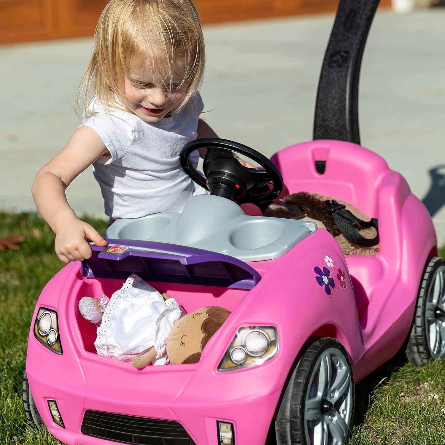 image:imageStep2 Whisper Ride II Kids Push Car RideOn Car with Seat Belt and Horn Toddlers and Preschoolers Ages 18 Months4 Years Max Weight 50 lbs Quick Fold Handle Stroller Alternative BluePink