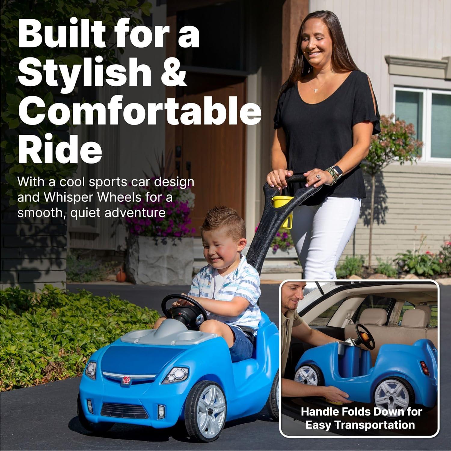 image:imageStep2 Whisper Ride II Kids Push Car RideOn Car with Seat Belt and Horn Toddlers and Preschoolers Ages 18 Months4 Years Max Weight 50 lbs Quick Fold Handle Stroller Alternative BlueBlue