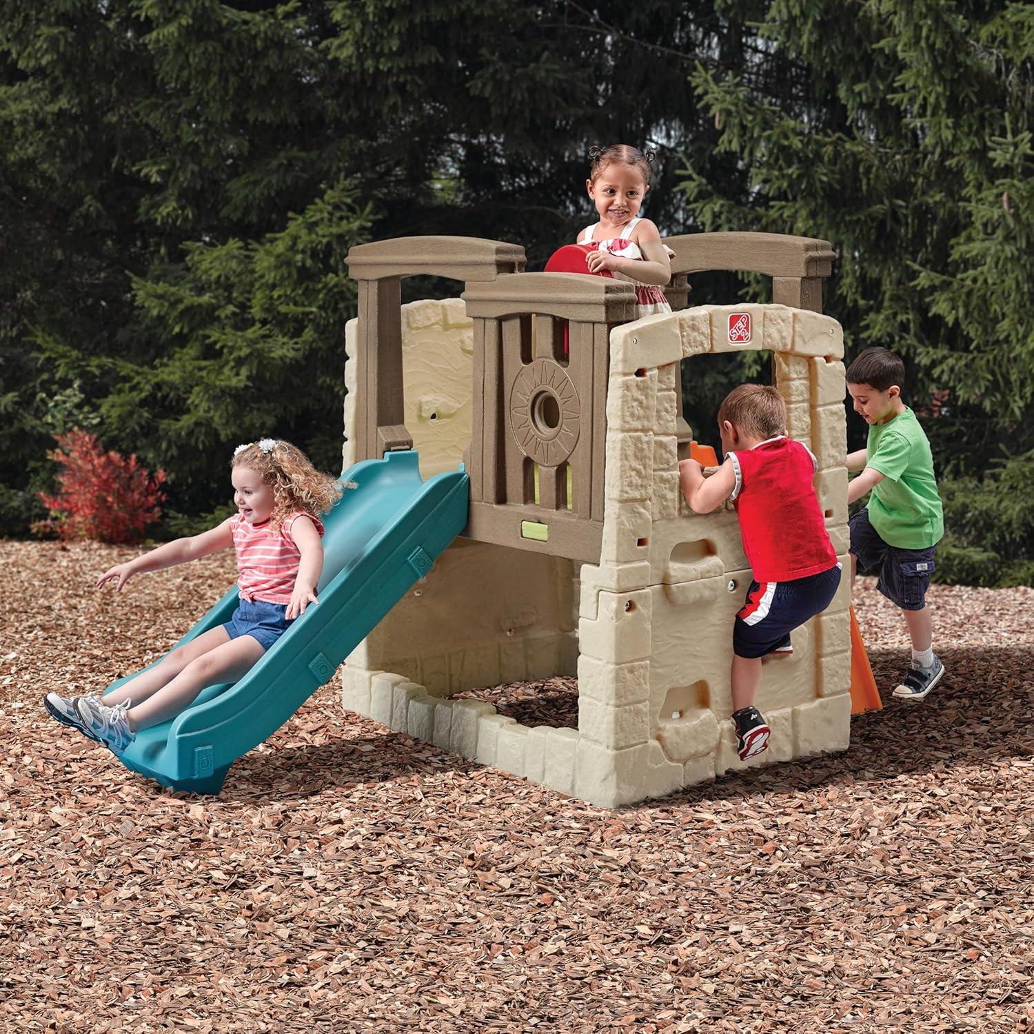 image:imageStep2 Woodland Climber II Kids Playset Ages 2 6 Years Old Toddler Slide and Climbing Wall Outdoor Playground for Backyard Sturdy Plastic Frame Easy Set UpPlayset