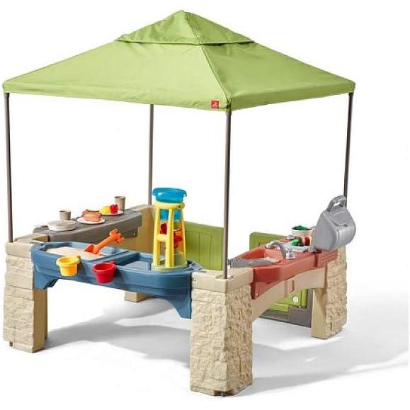 image:imageStep2 All Around Playtime Patio with Canopy Playset Shaded Outdoor Playhouse for Kids with Realistic Interactive Features Room for Multiple Toddlers to Play Dimensions 60 H x 475 W x 475 DGreen
