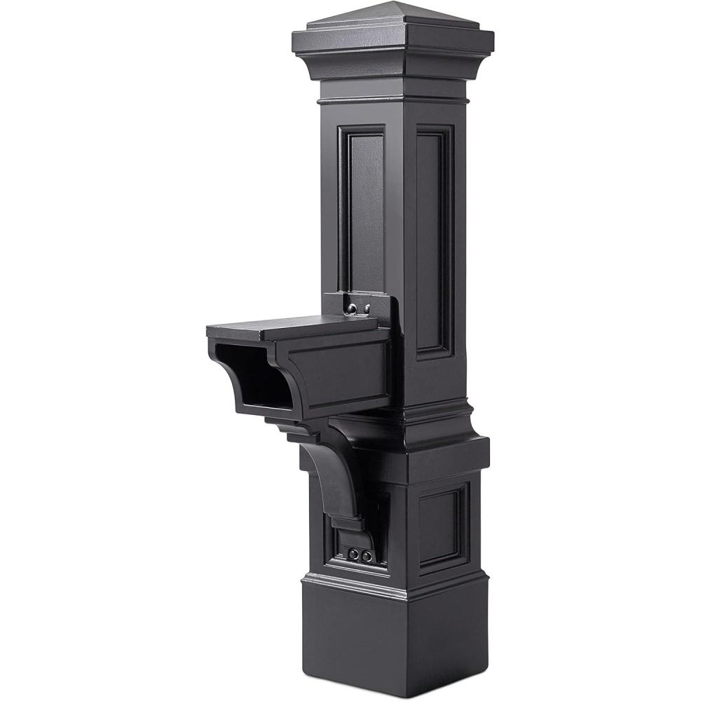 image:imageStep2 Atherton Grand Mail Post Mailbox Not Included Weather Resistant Large Outdoor Mail Post Made of Durable Plastic Easy Install Onyx BlackOnyx Black