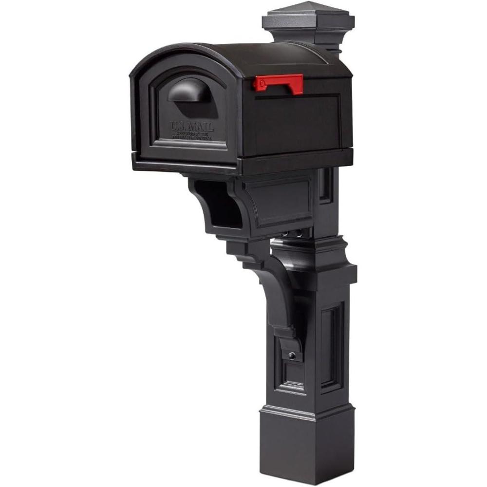 image:imageStep2 Atherton Mail Post Mailbox Not Included Weather Resistant Large Outdoor Mailbox Post Made of Durable Plastic Easy to Install Classic WhiteOnyx Black Mail Post and Onyx Black Xl Mailbox