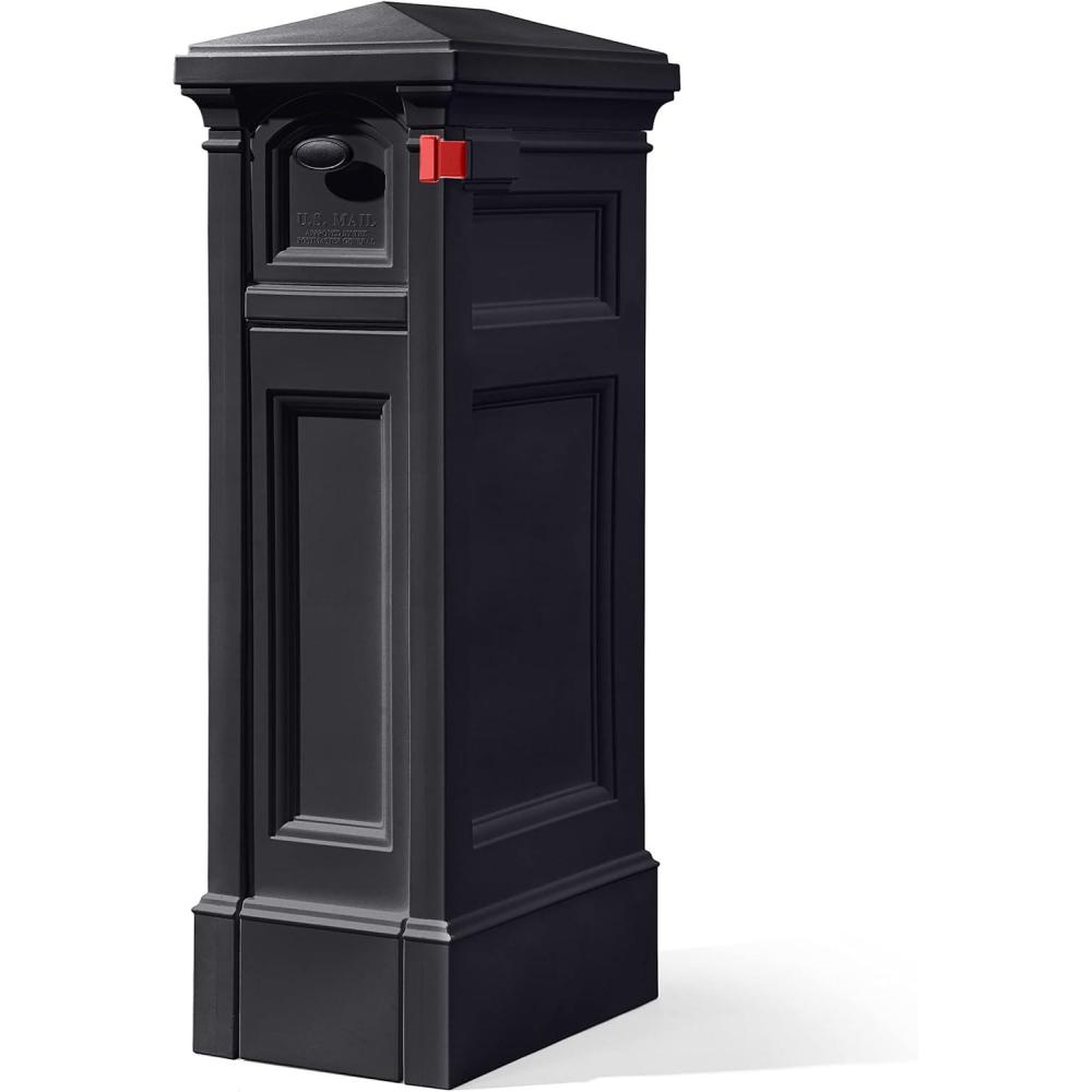 image:imageStep2 Atherton Reserve Storage Mailbox amp Post Extra Storage Weather Resistant Large Outdoor Mailboxes Made of Durable Plastic Easy to Install Flag Included Classic WhiteOnyx Black