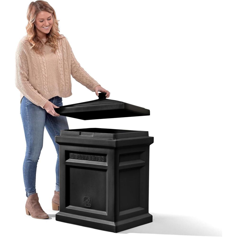 image:imageStep2 Express Package Delivery Box Weather Resistant Large Outdoor Parcel Storage Made of Durable Plastic No Installation Secures Packages BlackBlack