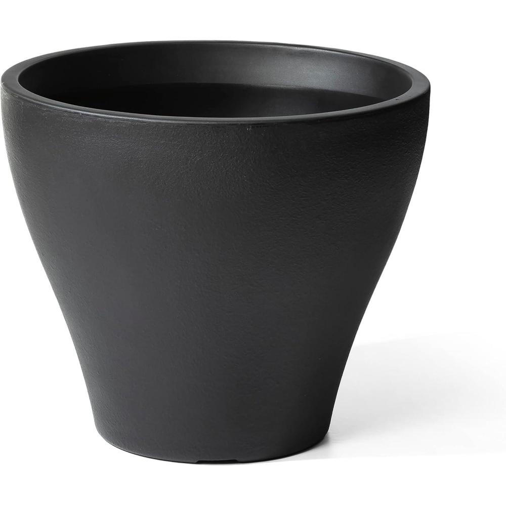 image:imageStep2 Fernway Round Planter Large Planters for Outdoor Plants Gardening and Flower Pot for Patio or Porch Efficient Drainage Durable Plastic Onyx Black 1PackOnyx Black