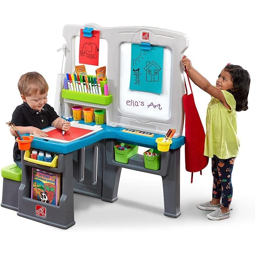 image:imageStep2 Great Creations Art Center Kids Activity Table Arts amp Crafts Desk Made of Durable Plastic Includes Bench For Toddlers 3 Years Old