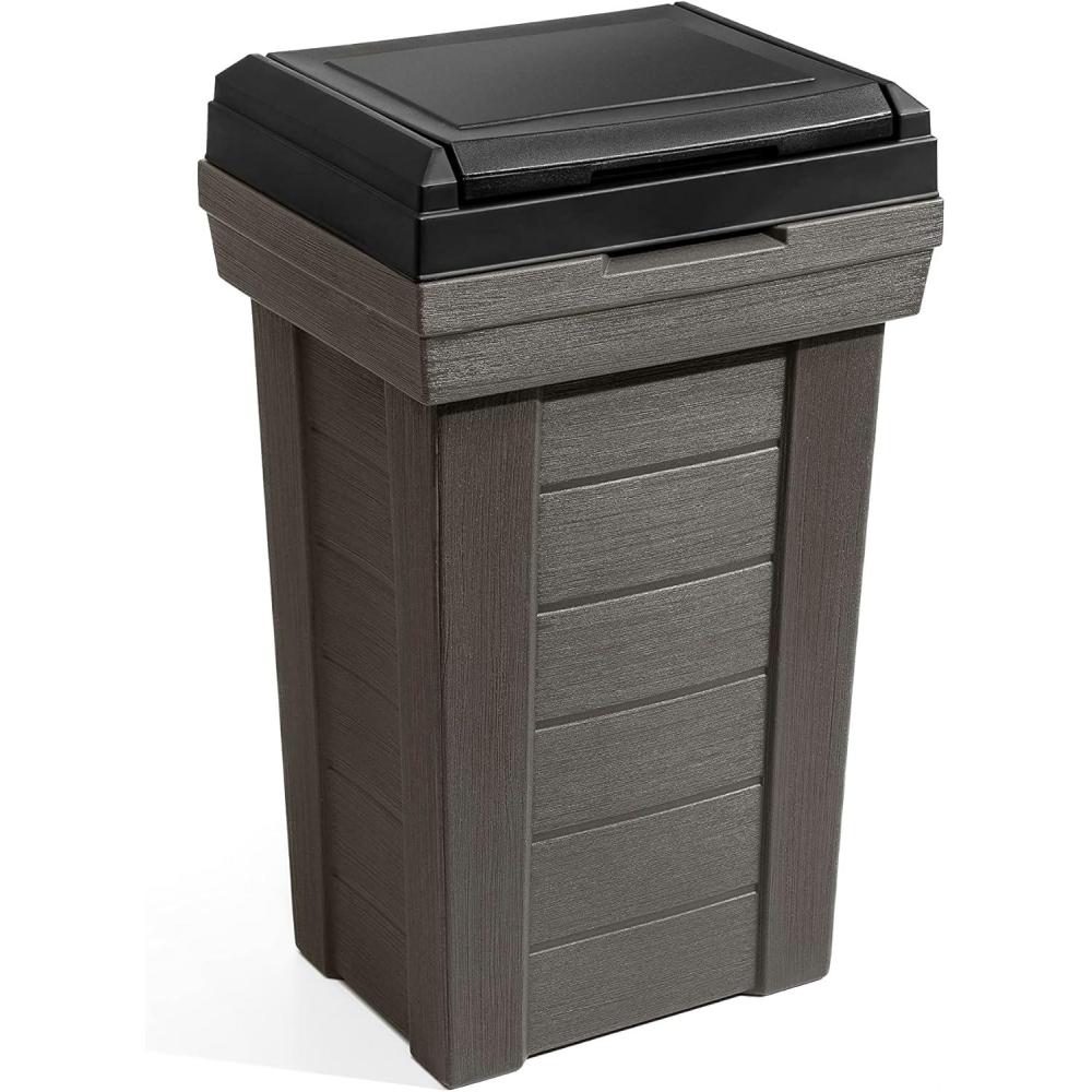 image:imageStep2 Lakewood Garbage Container Dark Cedar IndoorOutdoor Refuse Container Large Capacity Garbage Receptacle Decorative Trash Can with Lid Ideal for Patio Kitchen Pool Storage and More