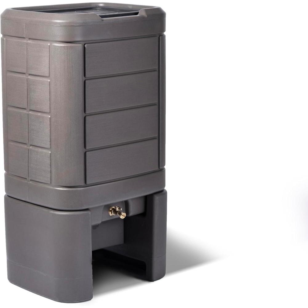 image:imageStep2 Lakewood Rain Barrel with Stand Outdoor Water Conservation Container Holds 60 Gallons Brown
