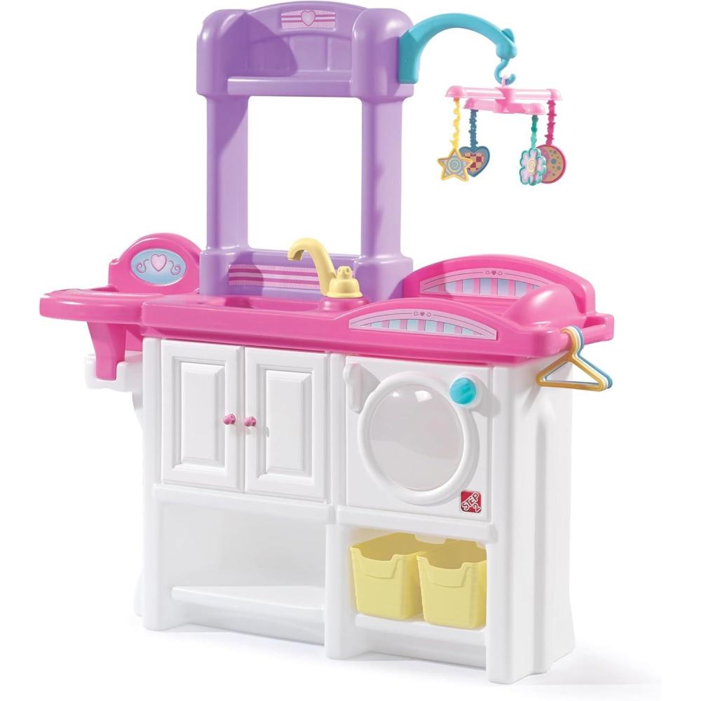 image:imageStep2 Love amp Care Deluxe Baby Doll Nursery Playset for Kids Compact Changing Station amp Crib Made of Durable Plastic Includes Toy Accessories For Toddlers 26 Years Old PinkPink