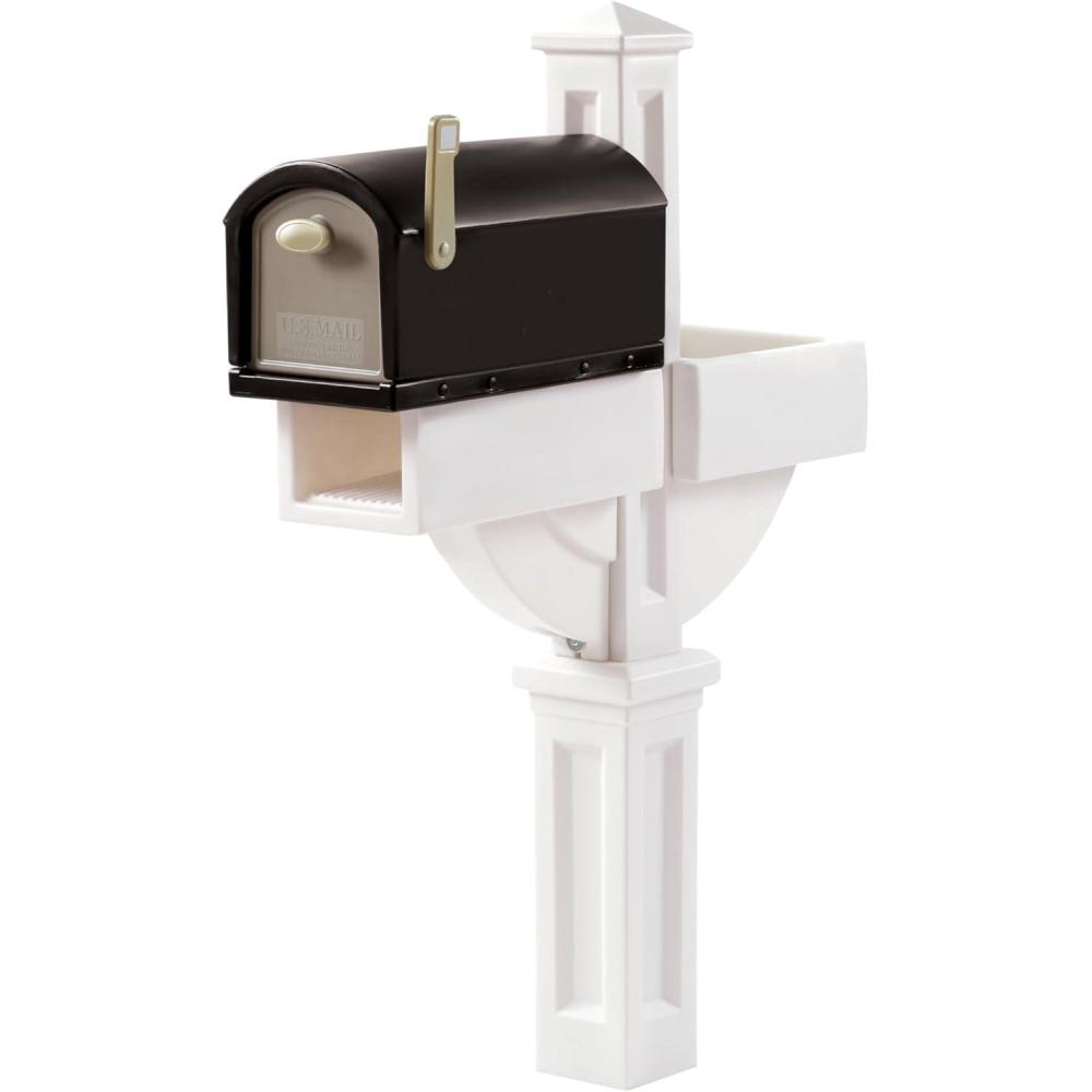 image:imageStep2 Mailmaster Hudson Mailbox Magnetic Door Large Newspaper Holder HeavyDuty Weather Resistant Post Mounting Hardware Kit Included BlackWhite Black