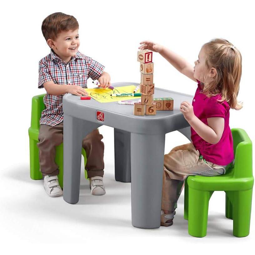 image:imageStep2 Mighty My Size Kids Table amp Chair Set Playroom Activity Table for Arts amp Crafts Made of Durable Plastic For Toddlers 2 Years Old Gray amp GreenGray  Green