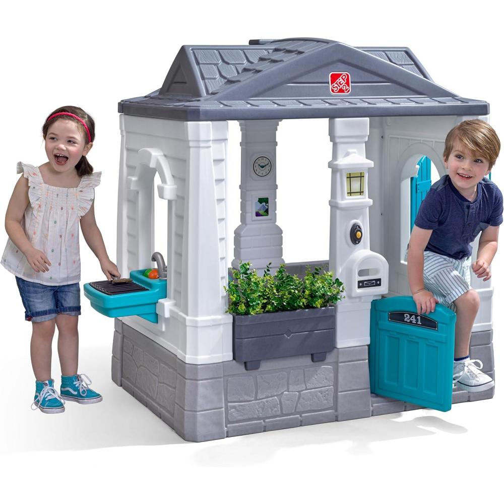 image:imageStep2 Neat amp Tidy Cottage Kids Playhouse IndoorOutdoor Playset Interactive Play with Sounds Made of Durable Plastic for Toddlers 15 Years Old GreyGrey