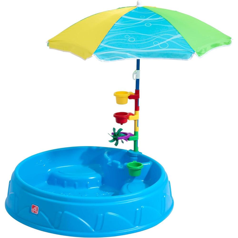 image:imageStep2 Play amp Shade Pool Kids Activity Pool with Umbrella Summer Outdoor Toys 7 Piece Toy Accessories For Toddlers 2 Years Old