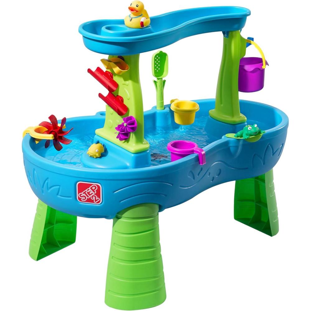 image:imageStep2 Rain Showers Splash Pond Water Table Kids Water and Sand Activity Sensory Playset Summer Outdoor Toys 13 Piece Water Toy Accessories For Toddlers 15 Years Old Blue amp Green