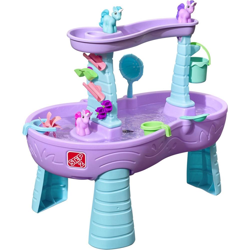 image:imageStep2 Rain Showers and Unicorns Water Table Kids Water and Sand Activity Sensory Playset Summer Outdoor Toys 13 Piece Water Toy Accessories for Toddlers 15 Years Old Blue amp PurpleRain Showers Unicorns