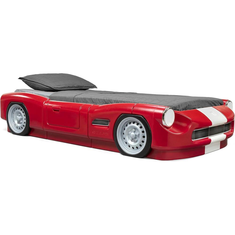 image:imageStep2 Roadster ToddlertoTwin Bed Crib to Twin Transition Race Car Bed Adjustable Ages 3 Years Old Easy Assembly RedRed Roadster