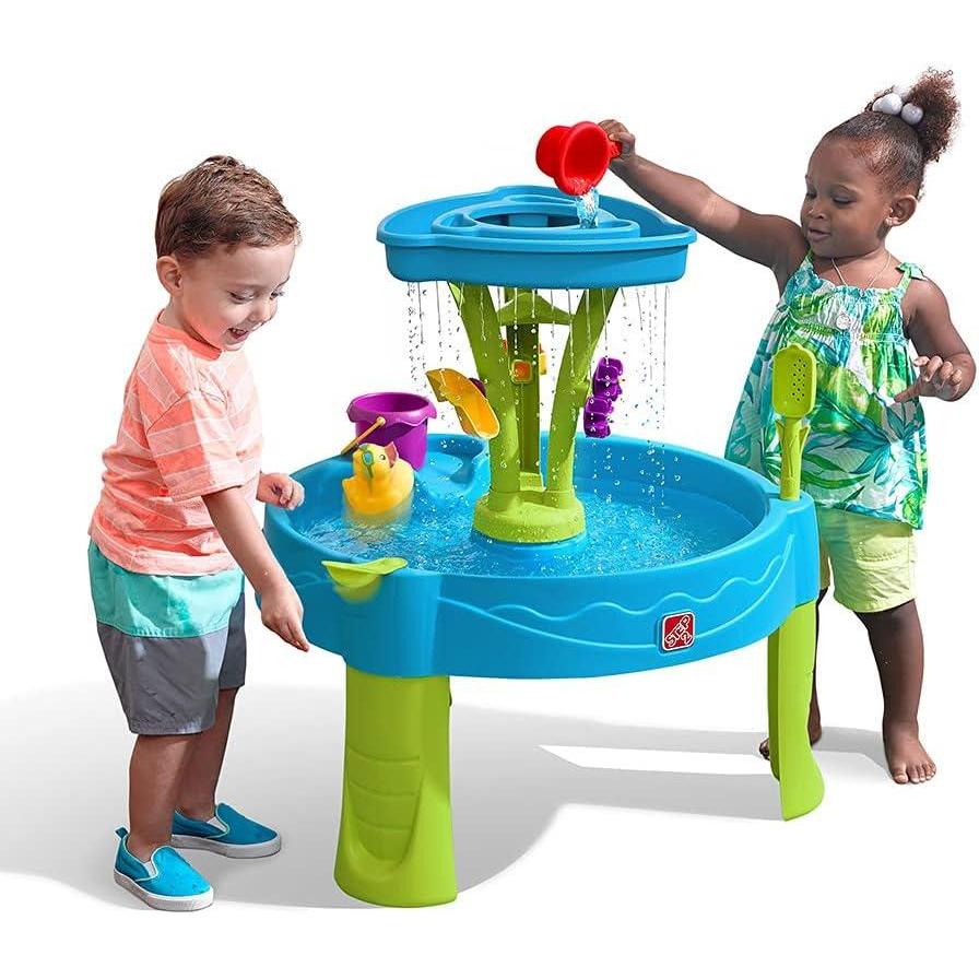 image:imageStep2 Summer Showers Splash Tower Water Table for Kids Outdoor Kids Water Sensory Table Ages 15 Years Old 8 Piece Water Toy Accessories Blue amp GreenSummer Showers Splash Tower Water Table