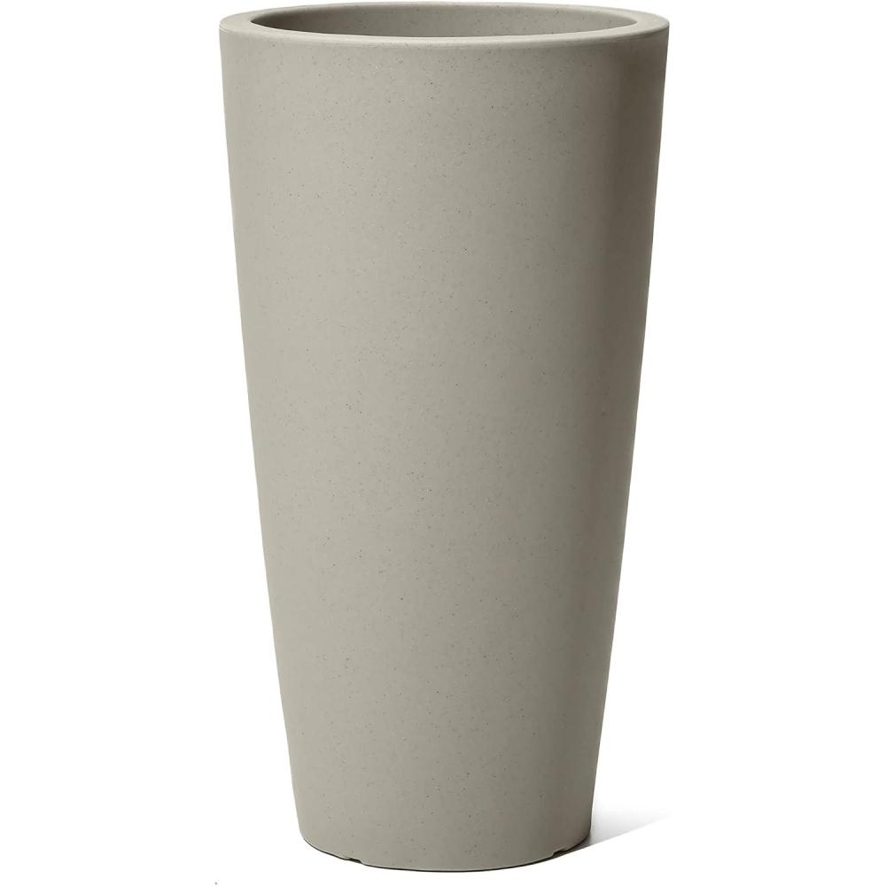 image:imageStep2 Tremont Tall Square Tapered Planter Large Planters for Outdoor Plants Gardening and Flower Pot for Patio or Porch Efficient Drainage Durable Plastic Dark Cedar 2PackConcrete
