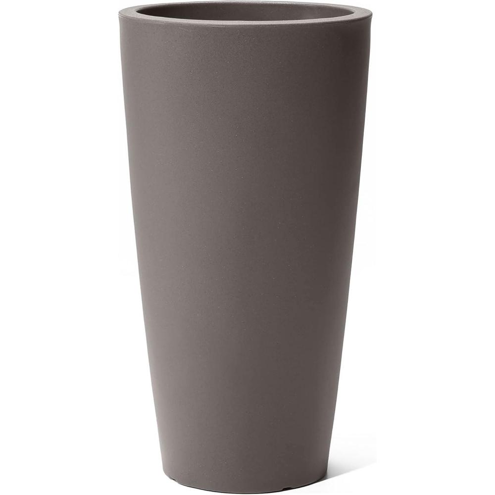 image:imageStep2 Tremont Tall Square Tapered Planter Large Planters for Outdoor Plants Gardening and Flower Pot for Patio or Porch Efficient Drainage Durable Plastic Dark Cedar 2PackDark Cedar