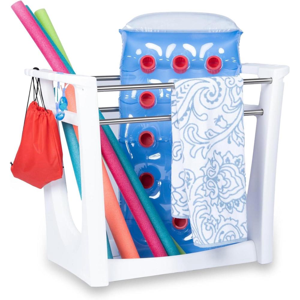 image:imageStep2 Vero Poolside Organizer OutdoorIndoor Waterproof Patio Furniture Pool amp Toy Storage Made of Durable Plastic White