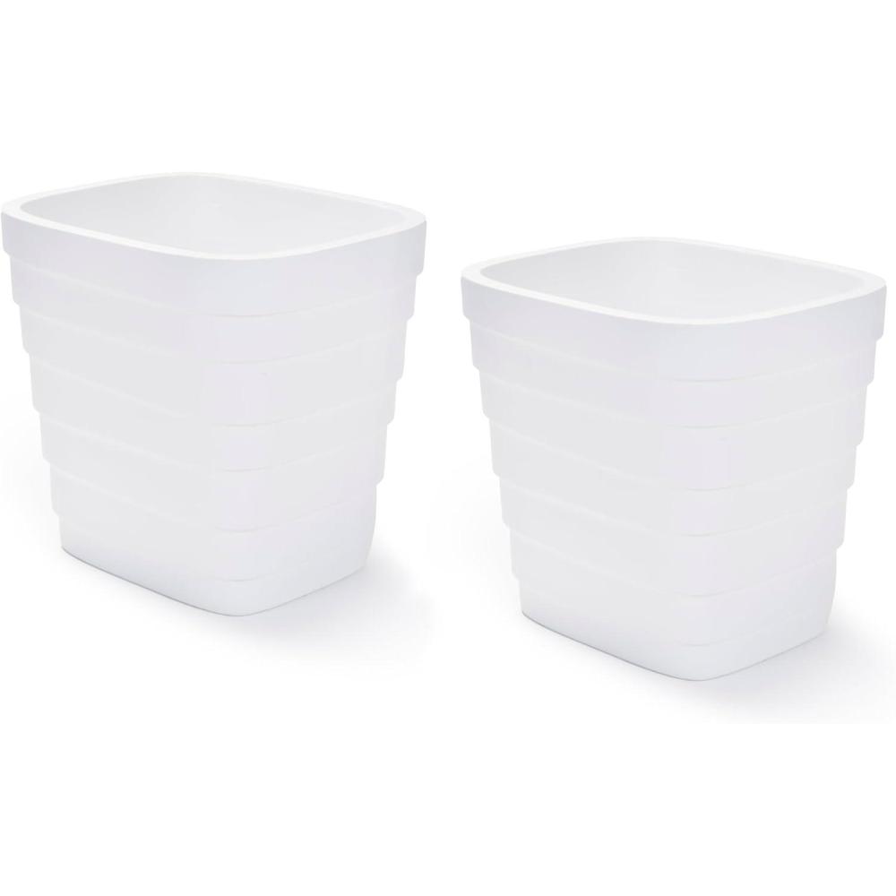 image:imageStep2 Wave 20x24 Planter Large Planters for Outdoor Plants Gardening and Flower Pot for Patio or Porch Efficient Drainage Durable Plastic White 2PackWhite