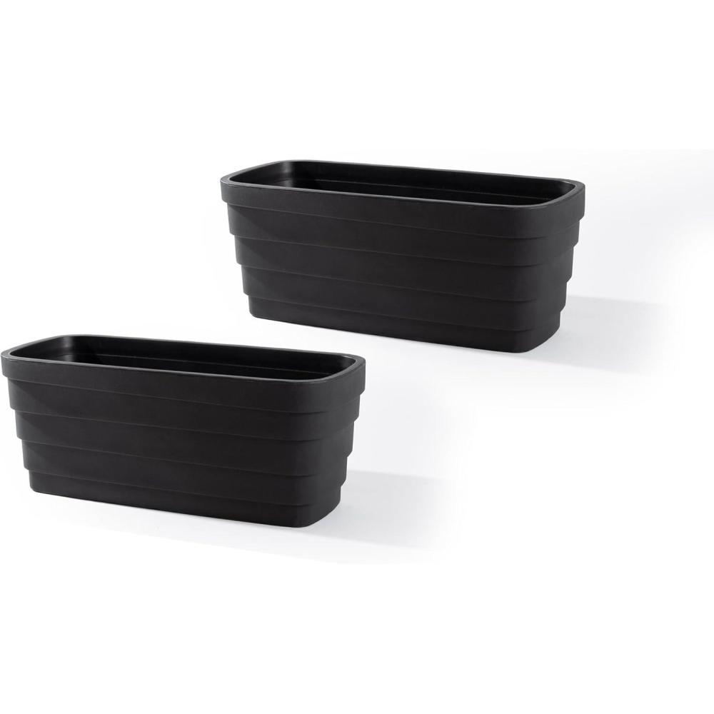image:imageStep2 Wave Trough Planter Large Planters for Outdoor Plants Gardening and Flower Pot for Patio or Porch Efficient Drainage Durable Plastic White 2PackBlack