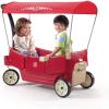 image:imageStep2 All Around Canopy Wagon Kids Ride On Toy Stroller Substitute Includes Seat Belts Made of Durable Plastic Max Weight 75 lbs For Toddlers 155 Years Old