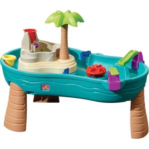 Step 2 Spill & Splash Seaway Water Table for Kids, Two-Tier Outdoor Kids Water Sensory Table with Umbrella, Ages 1.5+ Years Old, 11 Piece Water Toy Accessories(Multi)