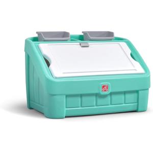 Step2 2-in-1 Toy Box & Art Lid, Kids Toy Storage Bin & Organizer, Easel & Chest in One, Made of Durable Plastic, For Toddlers 2+ Years Old, Tan(Mint)