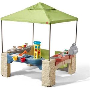 Step2 All Around Playtime Patio with Canopy Playset – Shaded Outdoor Playhouse for Kids with Realistic, Interactive Features, Room for Multiple Toddlers to Play – Dimensions: 60″ H x 47.5″ W x 47.5″ D(Green)