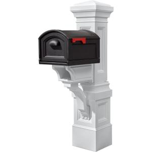 Step2 Atherton Grand Mail Post, Mailbox Not Included, Weather Resistant, Large Outdoor Mail Post, Made of Durable Plastic, Easy Install, Onyx Black(Classic White Mail Post and Onyx Black XL Mailbox)