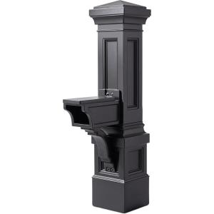 Step2 Atherton Grand Mail Post, Mailbox Not Included, Weather Resistant, Large Outdoor Mail Post, Made of Durable Plastic, Easy Install, Onyx Black(Onyx Black)